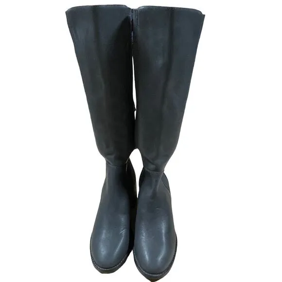 Eileen Fisher Gray Destry Knee High Leather Boots Women's Size 5 New Without Box