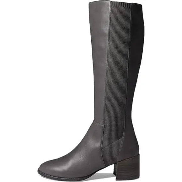 Eileen Fisher Gray Destry Leather Knee High Boots Women's 5 NEW