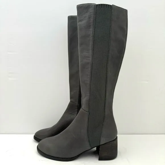 Eileen Fisher Gray Destry Leather Knee High Boots Women's 5 NEW