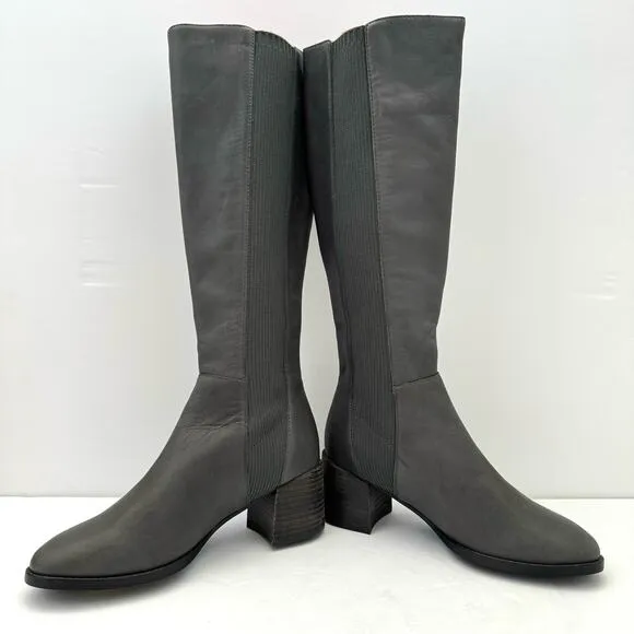 Eileen Fisher Gray Destry Leather Knee High Boots Women's 5 NEW
