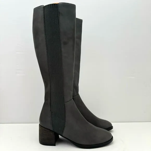 Eileen Fisher Gray Destry Leather Knee High Boots Women's 5 NEW