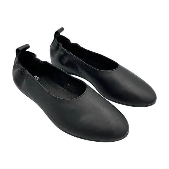 Eileen Fisher Naomi Soft Black Nappa Leather Pull On Comfort Simple Ballet Flats