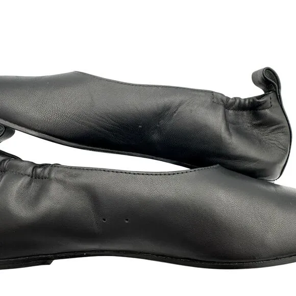Eileen Fisher Naomi Soft Black Nappa Leather Pull On Comfort Simple Ballet Flats
