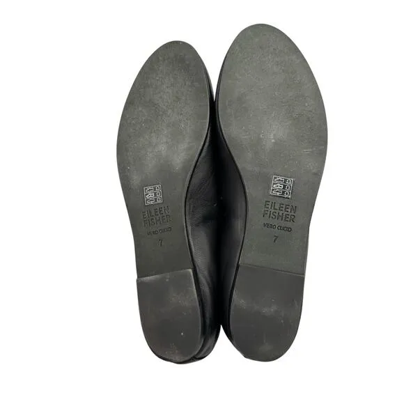 Eileen Fisher Naomi Soft Black Nappa Leather Pull On Comfort Simple Ballet Flats