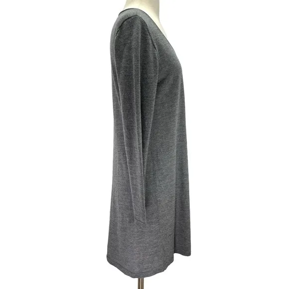Eileen Fisher NEW Merino Wool Scoop-Neck Pullover Tunic Sweater Dress Gray Small