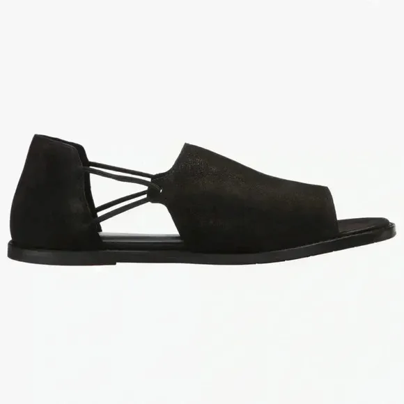 Eileen Fisher Spell Open-Toe d'Orsay Flats Size 8 Black Nubuck LIKE NEW