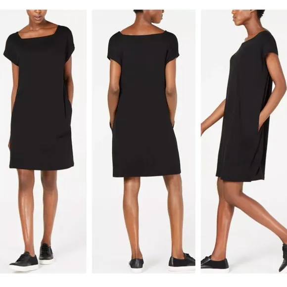 Eileen Fisher Square-Neck Pocket Dress szL