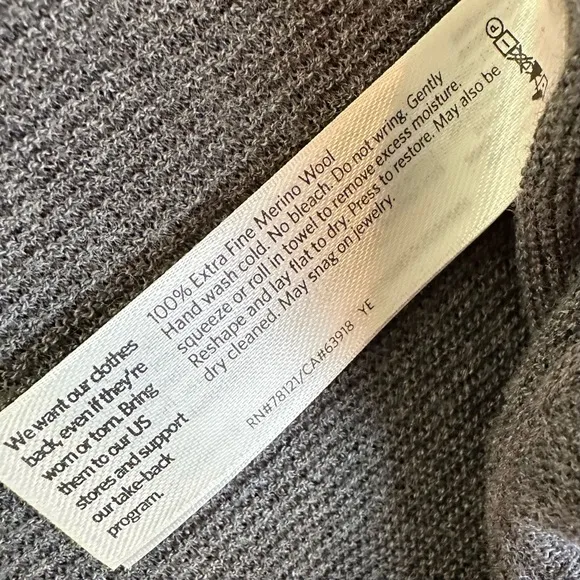 Eileen Fisher Washable Merino Wool Long Sleeve Midi Dark Gray Sweater Dress