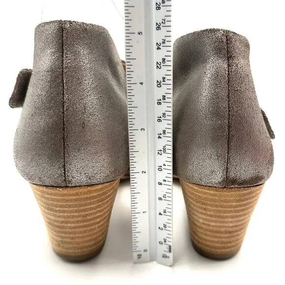 Eileen Fisher Women's Leather Ankle Strap Iris Metallic Pewter Sandals Shoes 8.5