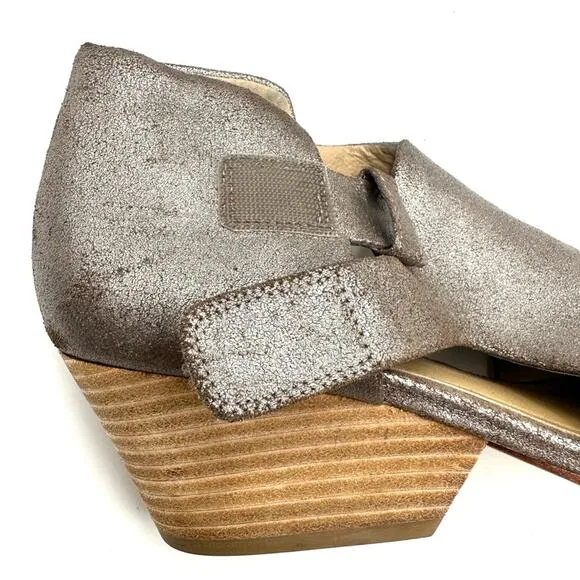 Eileen Fisher Women's Leather Ankle Strap Iris Metallic Pewter Sandals Shoes 8.5