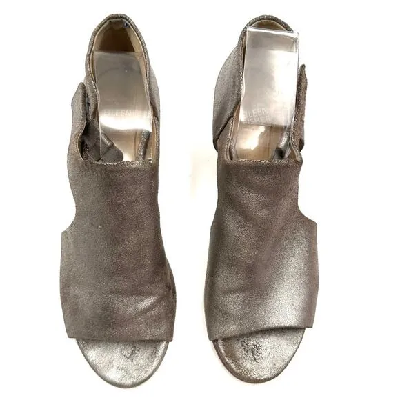 Eileen Fisher Women's Leather Ankle Strap Iris Metallic Pewter Sandals Shoes 8.5