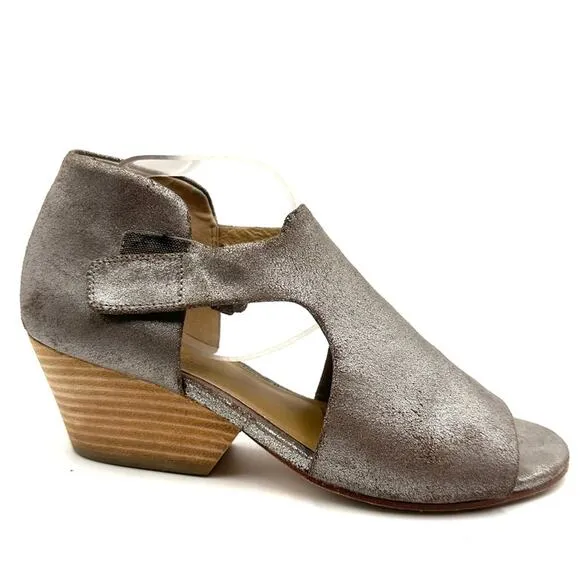 Eileen Fisher Women's Leather Ankle Strap Iris Metallic Pewter Sandals Shoes 8.5