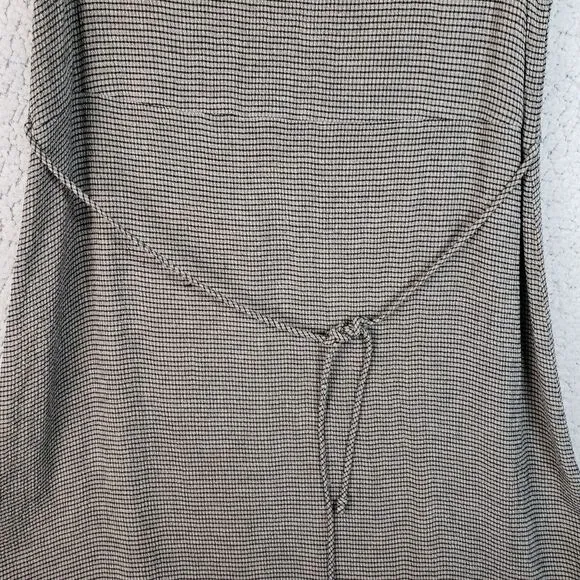 Eileen Fisher Womens Sleeveless Knit Midi Dress Belted Minimalist Black Beige