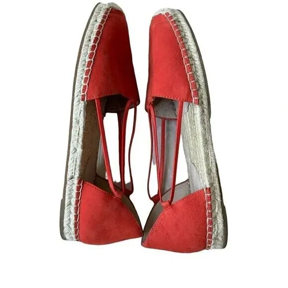 Eileen FisherLEE Orange Ref Nubuck Leather D'Orsay Espadrilles Flats Size 8