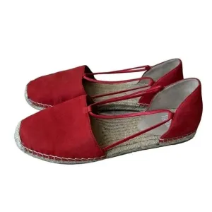 Eileen FisherLEE Orange Ref Nubuck Leather D'Orsay Espadrilles Flats Size 8