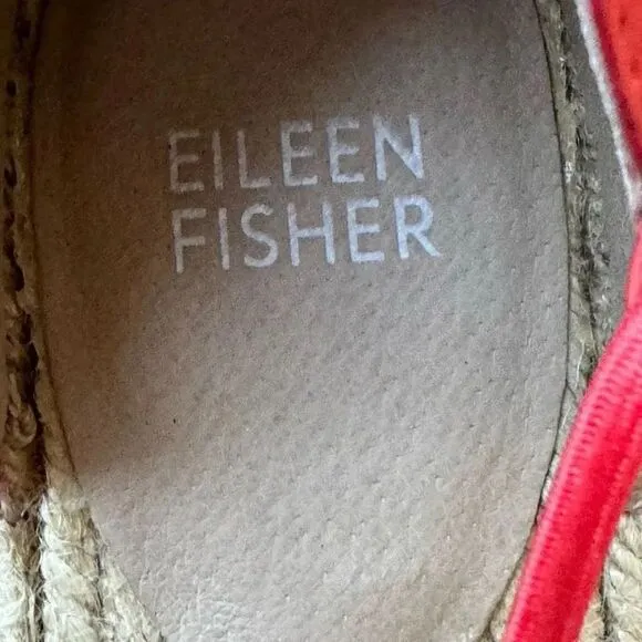 Eileen FisherLEE Orange Ref Nubuck Leather D'Orsay Espadrilles Flats Size 8
