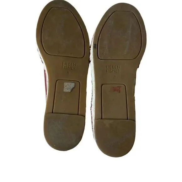 Eileen FisherLEE Orange Ref Nubuck Leather D'Orsay Espadrilles Flats Size 8