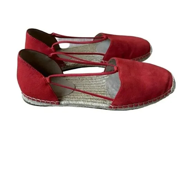 Eileen FisherLEE Orange Ref Nubuck Leather D'Orsay Espadrilles Flats Size 8