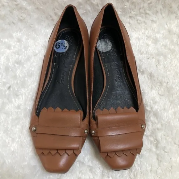 Elizabeth   James Gavin Brown Leather Fancy Loafer Flats
