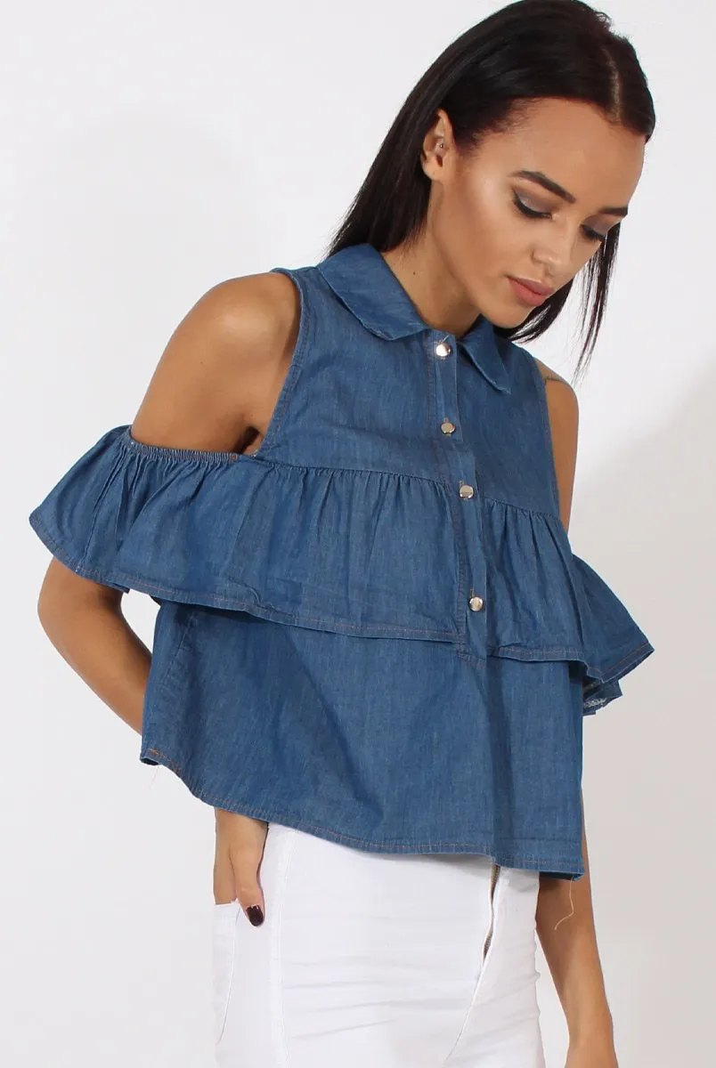 Elizabeth Shoulder Dark While supplies last Top Best deal - Cold Blue Denim