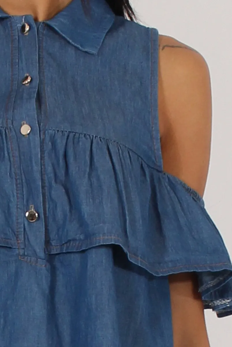 Elizabeth Shoulder Dark While supplies last Top Best deal - Cold Blue Denim