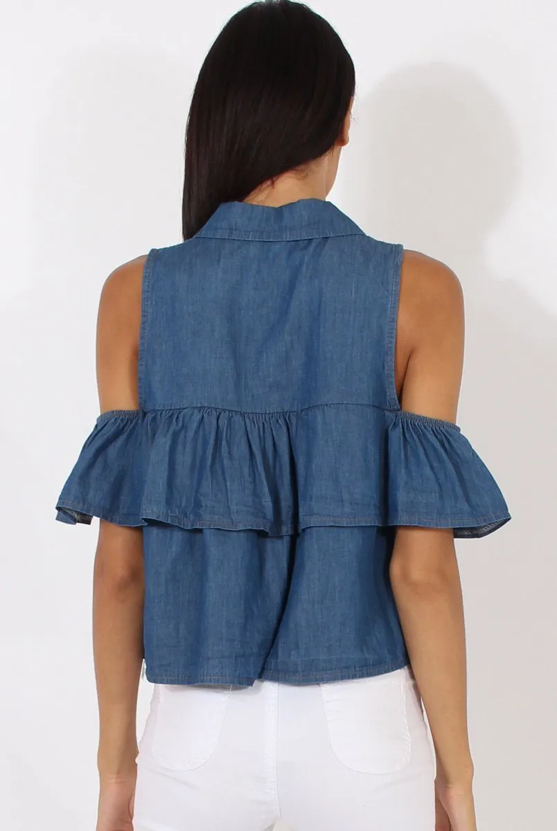 Elizabeth Shoulder Dark While supplies last Top Best deal - Cold Blue Denim