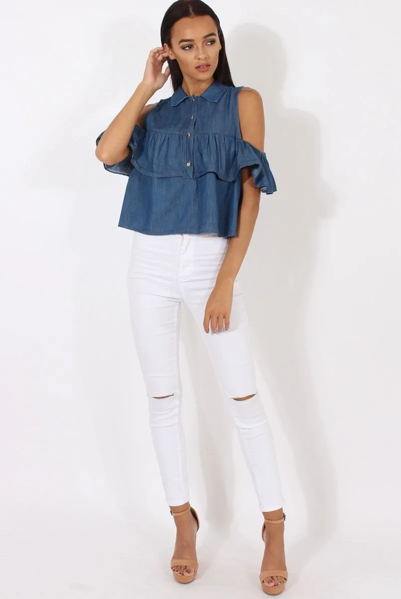 Elizabeth Shoulder Dark While supplies last Top Best deal - Cold Blue Denim