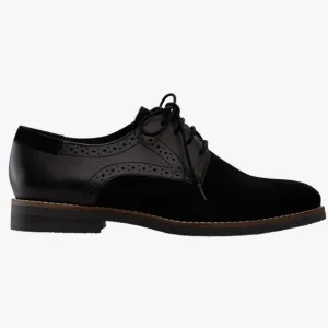 ellos Black Suede Leather Lace-Up Oxford Flats Sz 7.5 M