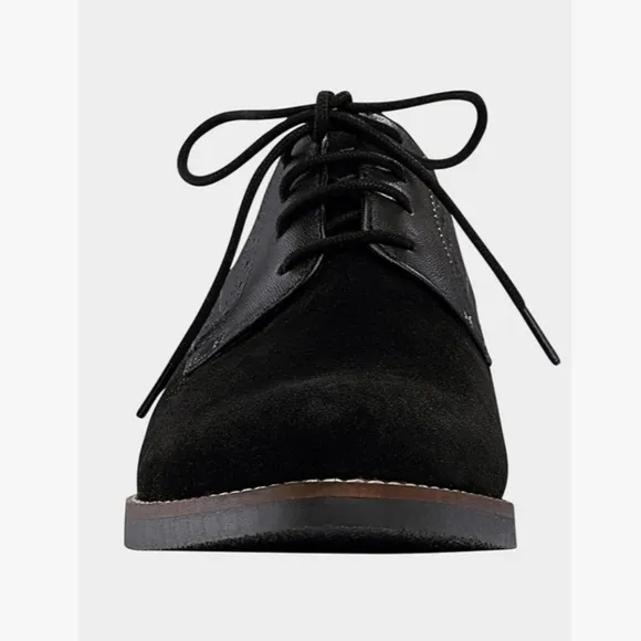 ellos Black Suede Leather Lace-Up Oxford Flats Sz 7.5 M