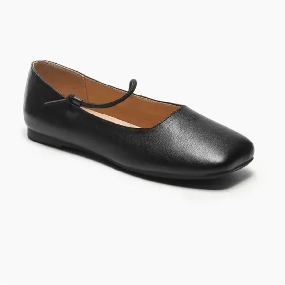 Empress Square Toe Flat Black Ballet Shoe Size EU 42 US 11