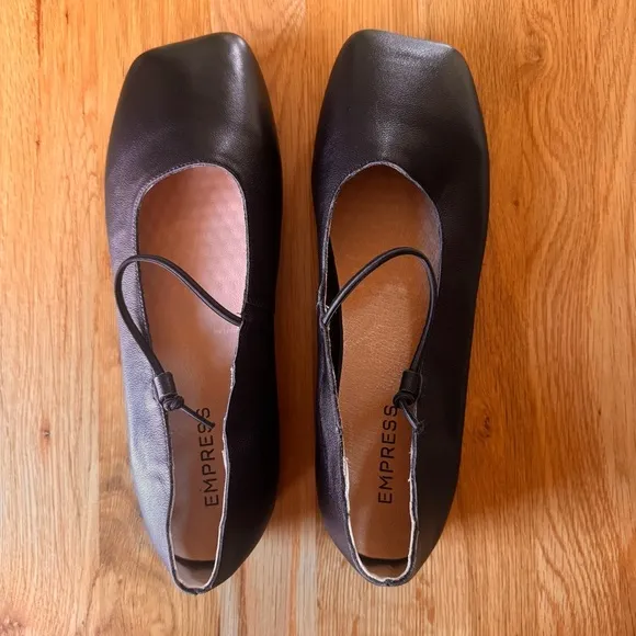 Empress Square Toe Flat Black Ballet Shoe Size EU 42 US 11