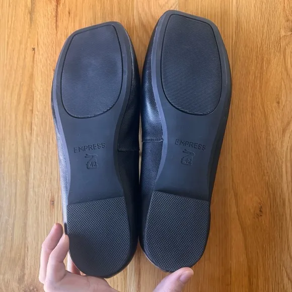 Empress Square Toe Flat Black Ballet Shoe Size EU 42 US 11