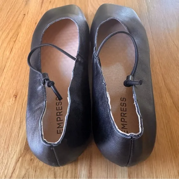Empress Square Toe Flat Black Ballet Shoe Size EU 42 US 11