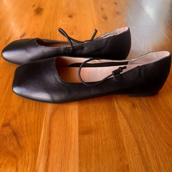 Empress Square Toe Flat Black Ballet Shoe Size EU 42 US 11