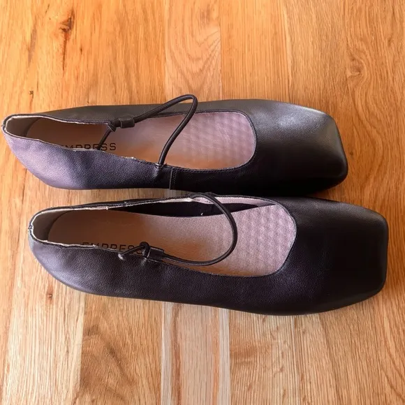 Empress Square Toe Flat Black Ballet Shoe Size EU 42 US 11
