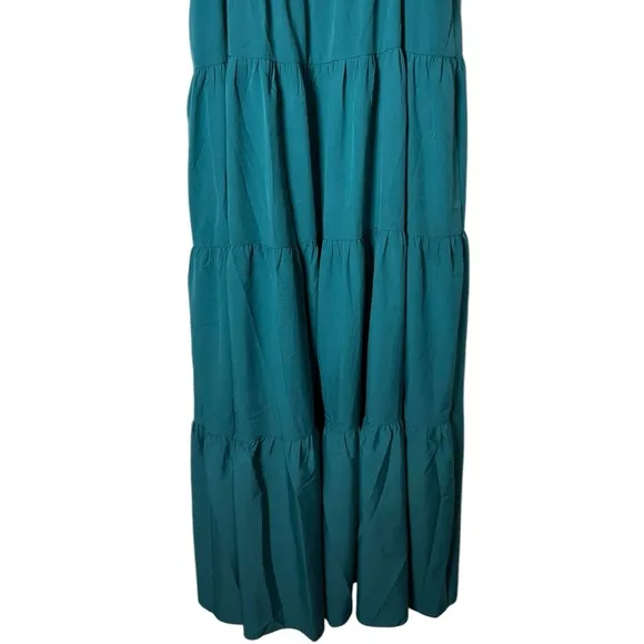 English Factory Ruffle Tiered Maxi Dress in Teal Size XS