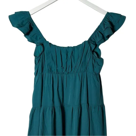 English Factory Ruffle Tiered Maxi Dress in Teal Size XS