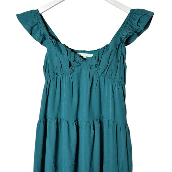English Factory Ruffle Tiered Maxi Dress in Teal Size XS