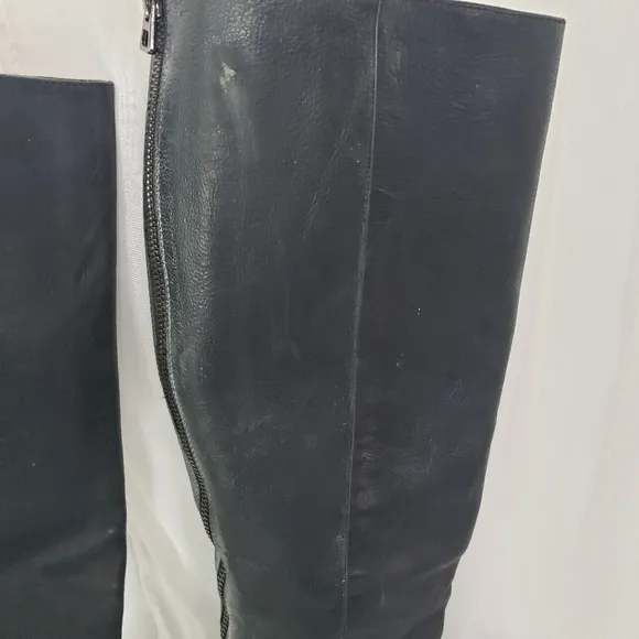 Enzo Angiolini black leather knee high boots back zip 4&quot; heel Size 8
