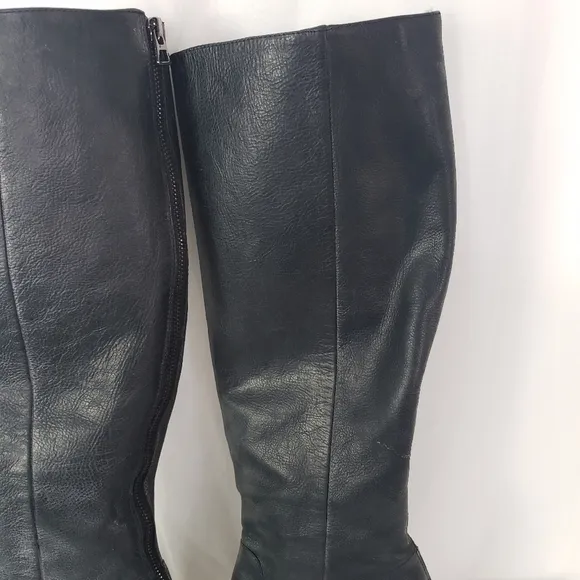 Enzo Angiolini black leather knee high boots back zip 4&quot; heel Size 8
