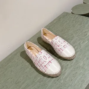 espadrilles white red tweed white calfskin