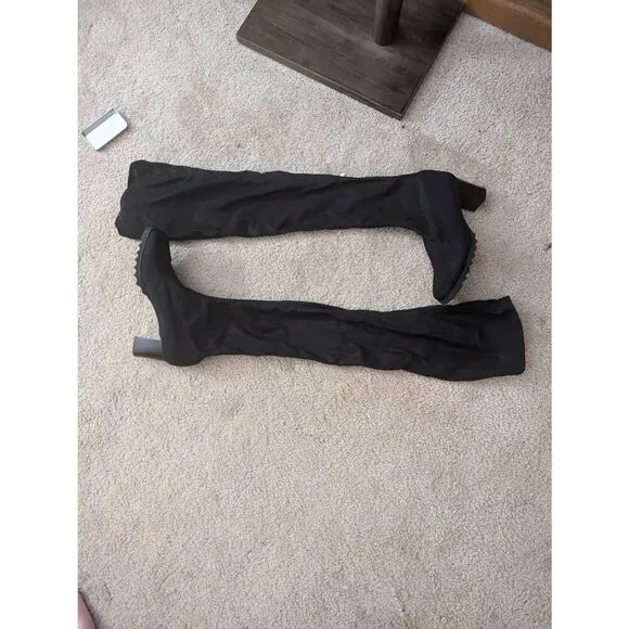 Espandole International Japan 23 US 6 Thigh High Black Boots Heeled