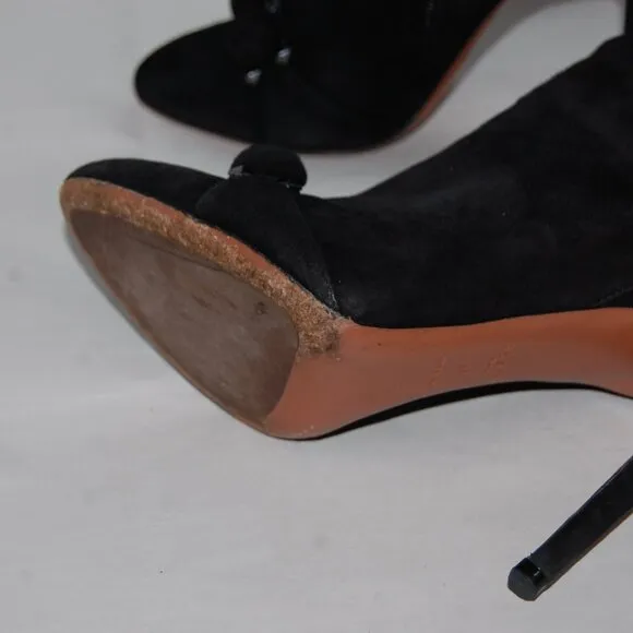 EU37/US6.5❤️ ALAIA Black Suede Leather BOMBE High Heels Ankle Boots Bootie ITALY