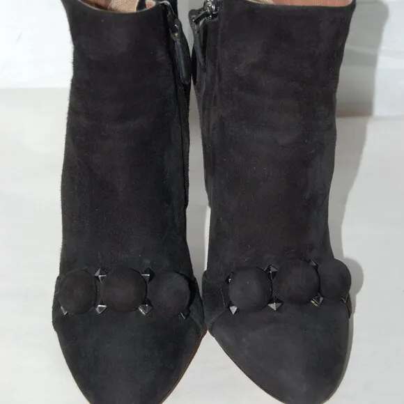EU37/US6.5❤️ ALAIA Black Suede Leather BOMBE High Heels Ankle Boots Bootie ITALY