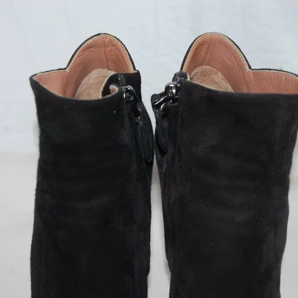 EU37/US6.5❤️ ALAIA Black Suede Leather BOMBE High Heels Ankle Boots Bootie ITALY