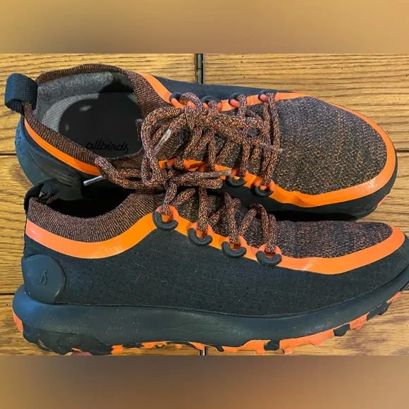 EUC Allbirds Runner SWT,size 11/44,black/buoyant orange,rugged sole