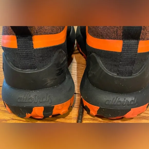 EUC Allbirds Runner SWT,size 11/44,black/buoyant orange,rugged sole