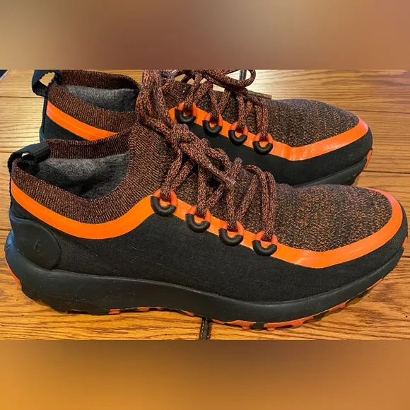 EUC Allbirds Runner SWT,size 11/44,black/buoyant orange,rugged sole