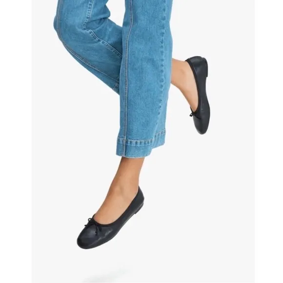 EUC KATE SPADE NEW YORK Honey Ballet Flats Bows Black Leather 9