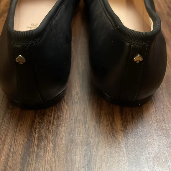 EUC KATE SPADE NEW YORK Honey Ballet Flats Bows Black Leather 9